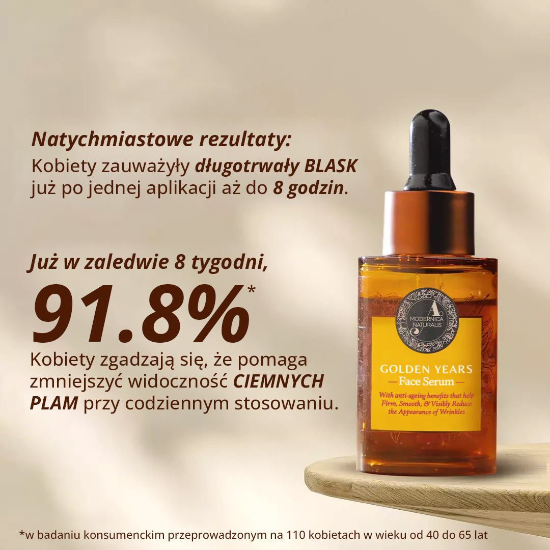 Golden Years Serum do Twarzy na przebarwienia starcze, dla czystej cery i gładkiej, wolnej od zmarszczek skóry (Golden Years Face Serum for Age Spots, Clear Complexion and Smooth, Wrinkle-Free Skin)